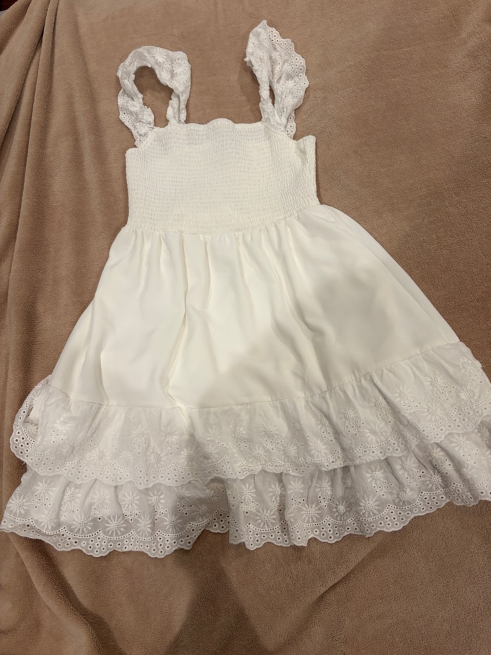 White Eyelet Ruffle Babydoll Dress